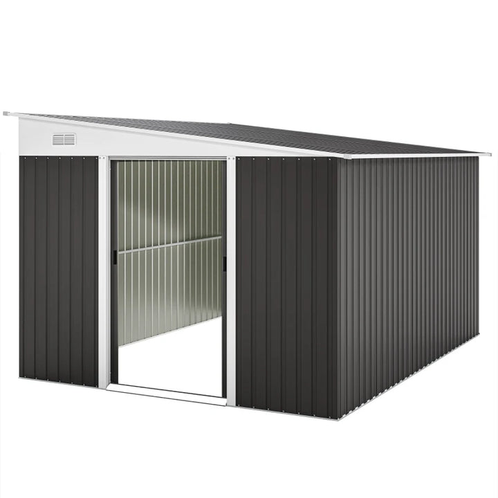 11' x 9' Steel Garden Storage Shed - Weatherproof Outdoor Metal Tool House