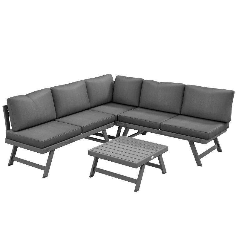 Convertible Outdoor Corner Garden Set 4-Piece - Modular Patio Furniture with Adjustable Recliner