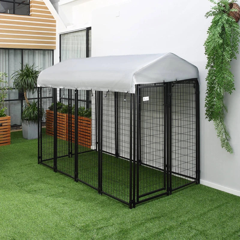 8' x 4' x 6' Steel Expandable Dog House, Door, Roof, Playpen Kennel Shelter Heavy Duty Outdoor