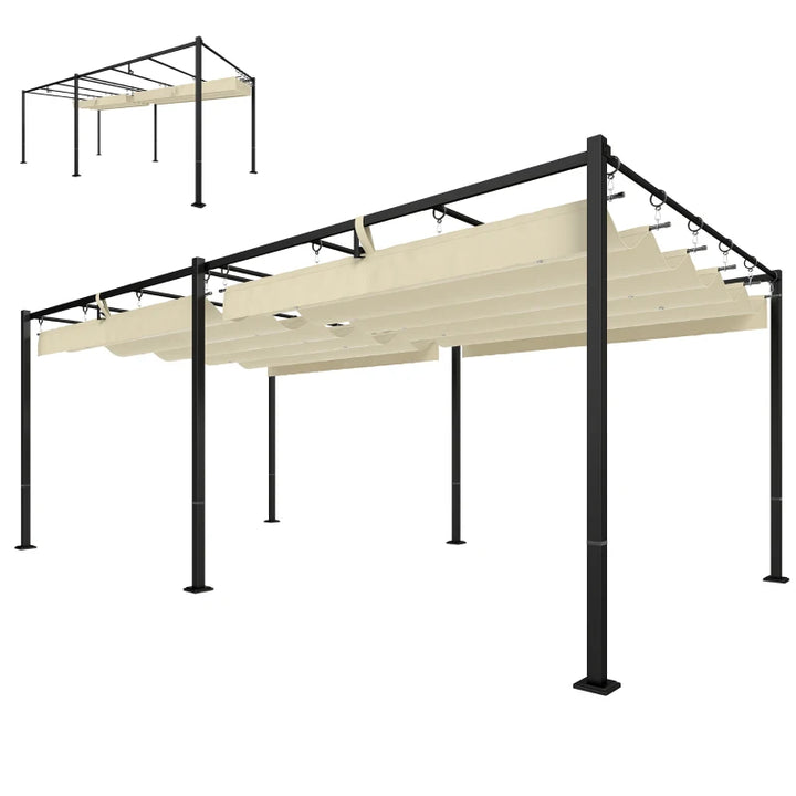 19' x 10' Retractable Pergola with Canopy - UV50+ Sun Shade Protection