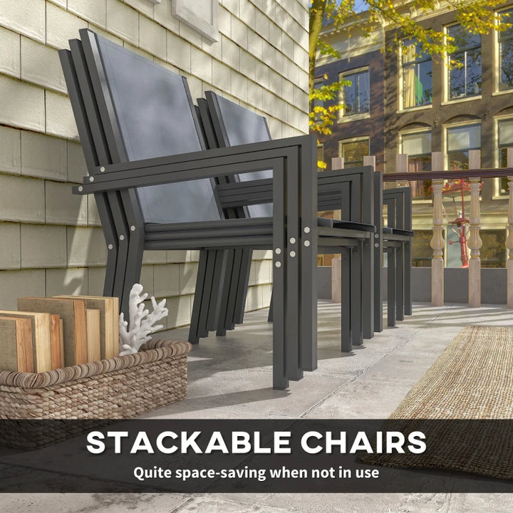 7 Piece Outdoor Dining Set with Rectangular Table and Stackable Chairs - Durable Weather Resistant Patio Furniture