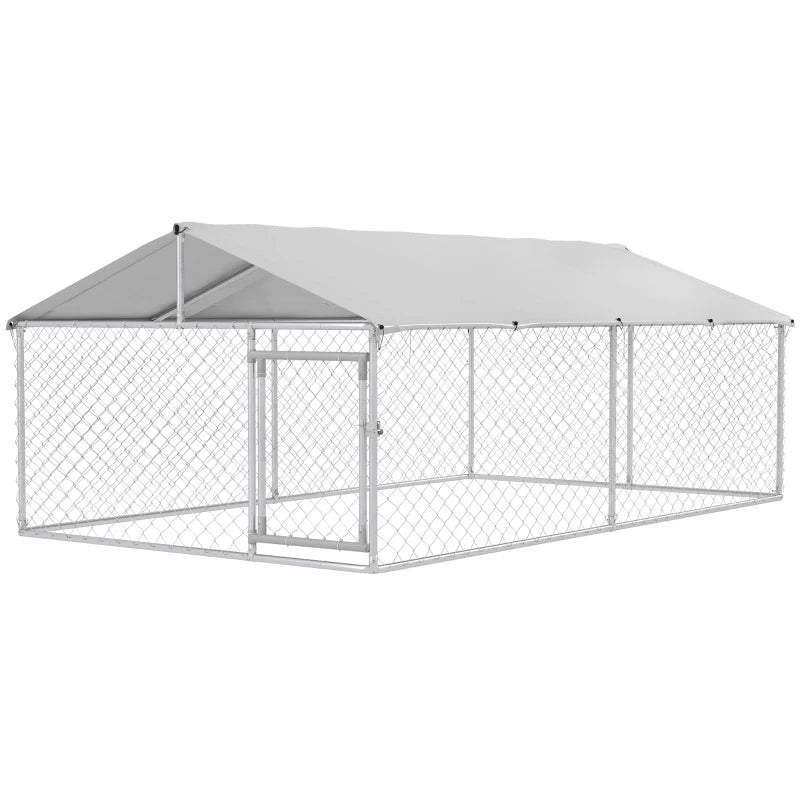 13' x 7.5' x 5' Galv Steel Dog House w Door, Roof, Playpen Kennel Shelter Heavy Duty Outdoor