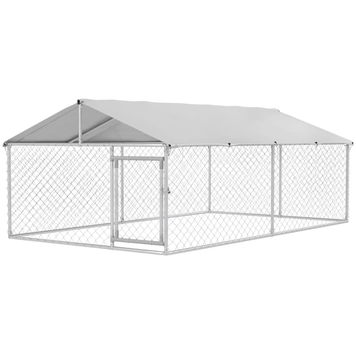 13' x 7.5' x 5' Galv Steel Dog House w Door, Roof, Playpen Kennel Shelter Heavy Duty Outdoor