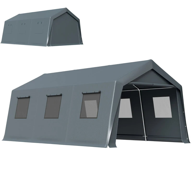20 x 13 Ft Portable Carport Shelter - Weather-Resistant Steel Frame Garage