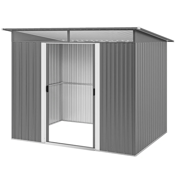 9' x 6.5' Outdoor Metal Garden Shed Utility Tool Storage - Durable Steel Backyard Storage