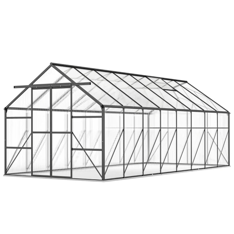 Aluminum Polycarbonate Walk-In Garden Greenhouse Kit - Spacious Year-Round Plant Protection