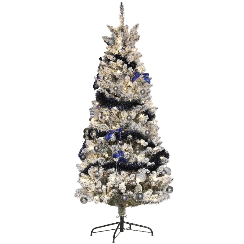 NEW 6ft 822-Tip Pre-lit Pre-Decorated Artificial Christmas Tree 150 Lights, Blue Metallic Ornaments