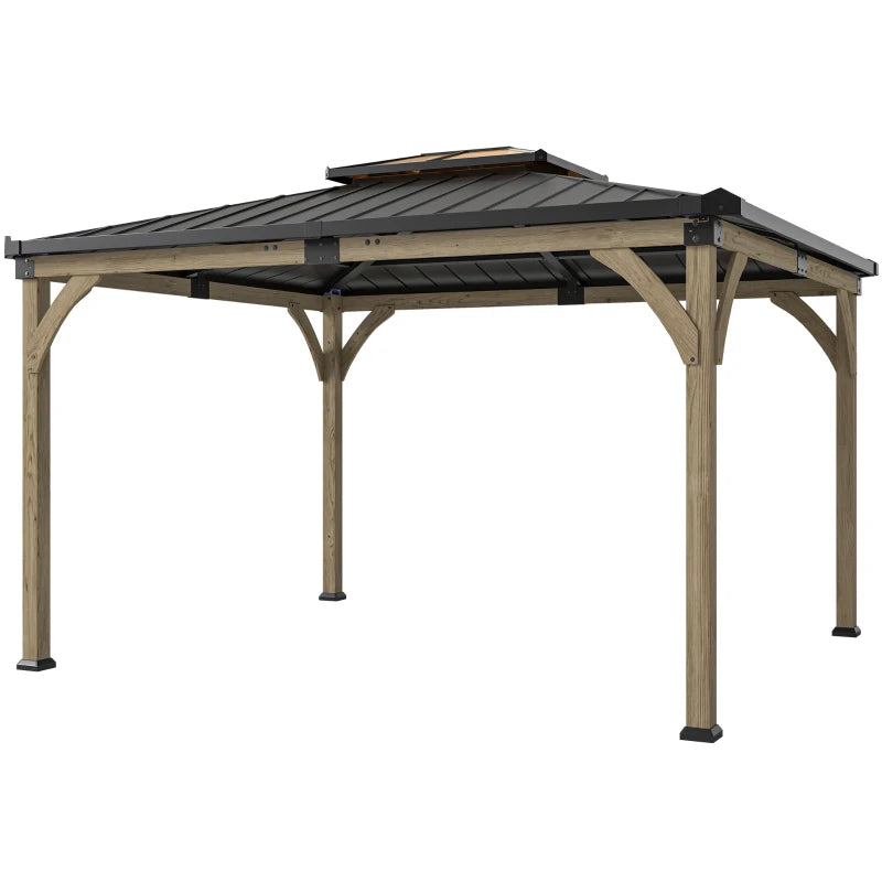 Hardtop Gazebo Canopy 12' x 14' - Galvanized Steel Roof with Wood Frame