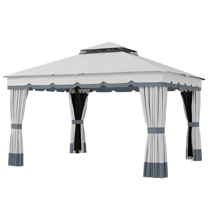 Double Roof Patio Gazebo Canopy 10' x 12' - UV Protection & Privacy Outdoor Shelter