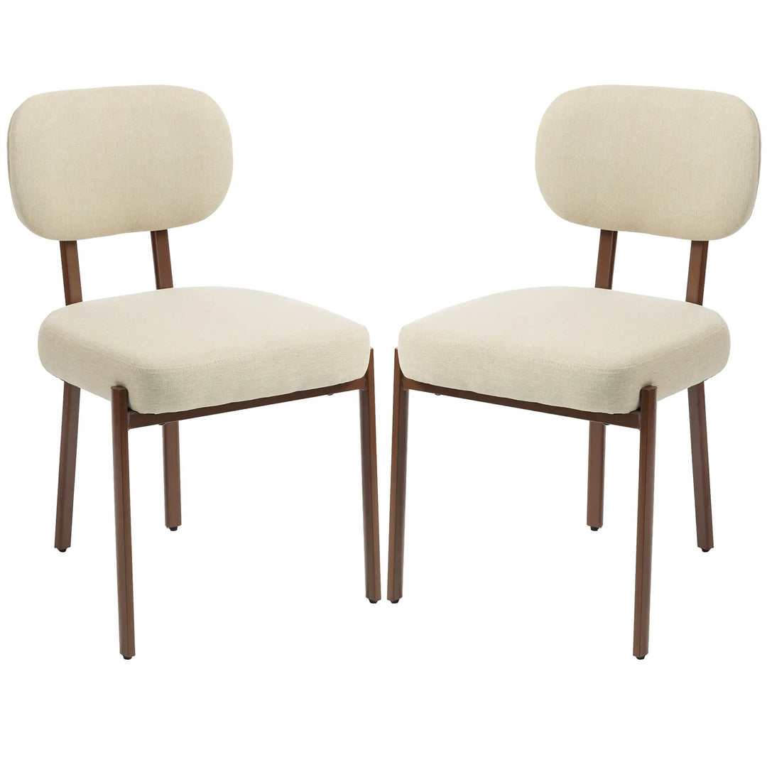 Heritage Upholstered Linen-Look Dining Chairs - Modern Comfort & Style, Set of 2, Beige