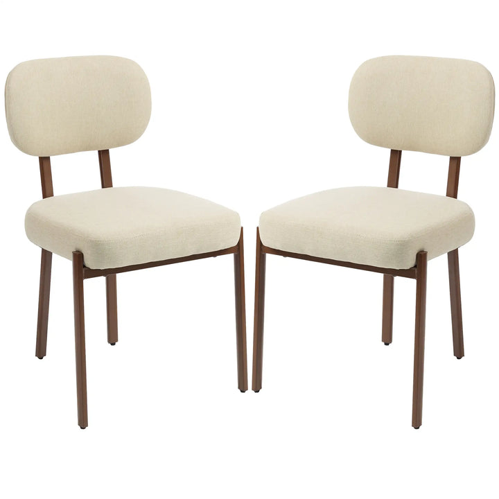 Heritage Upholstered Linen-Look Dining Chairs - Modern Comfort & Style, Set of 2, Beige