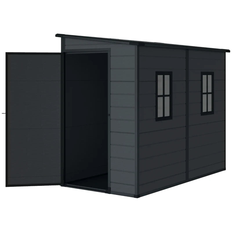 Outdoor Storage Shed 4.3' x 8' with Floor and Lockable Doors - Durable Weather-Resistant Garden Storage