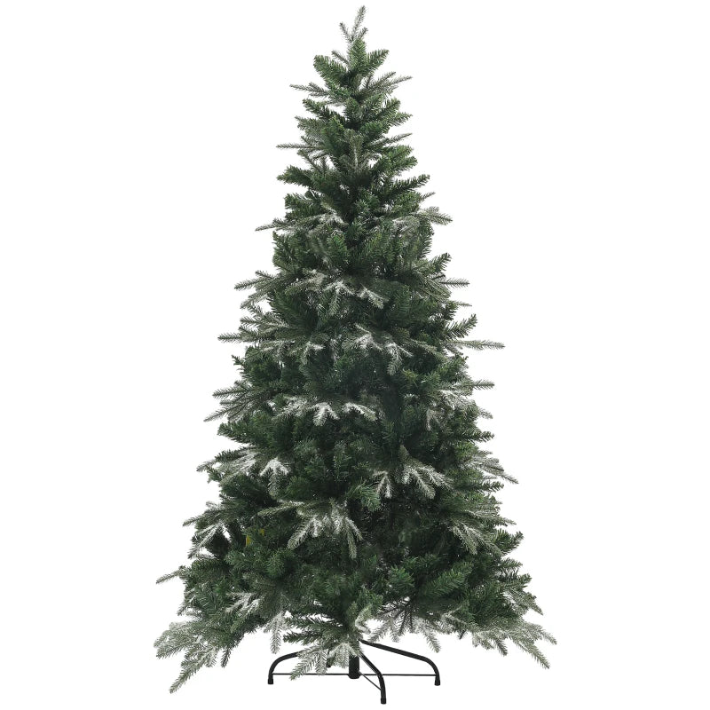 6ft 850-Tip Natural Look Ice Crystal Snow Flocked Artificial Christmas Holiday Xmas Tree, Green