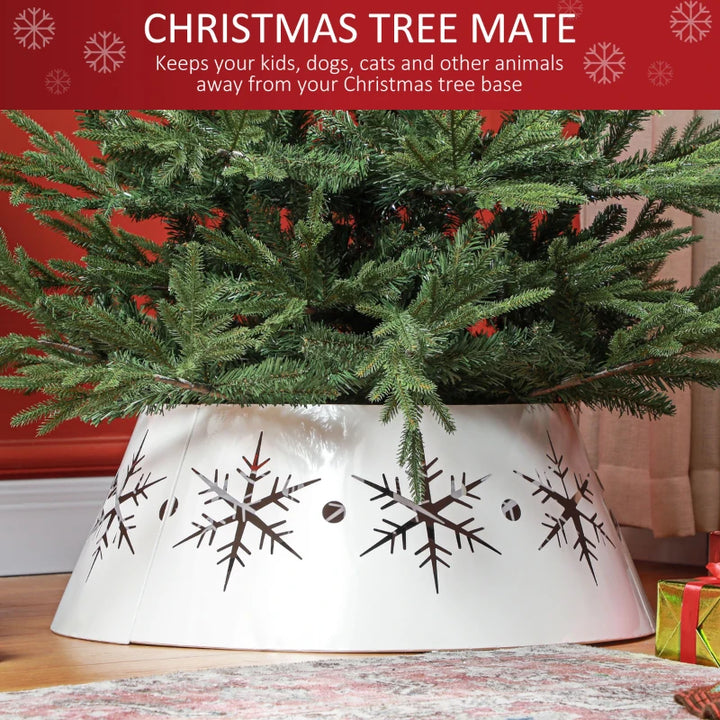 NEW 26" Farmhouse Metal Tree Skirt Collar Guard for Christmas Holiday Xmas, Snowflake Cutout, White