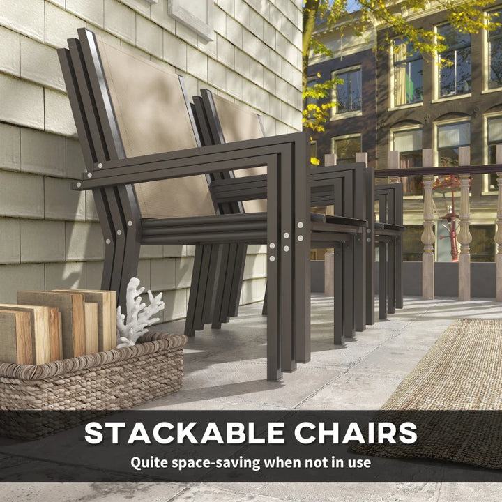 7 Piece Outdoor Dining Set with Rectangular Table and Stackable Chairs - Durable Weather-Resistant Patio Furniture