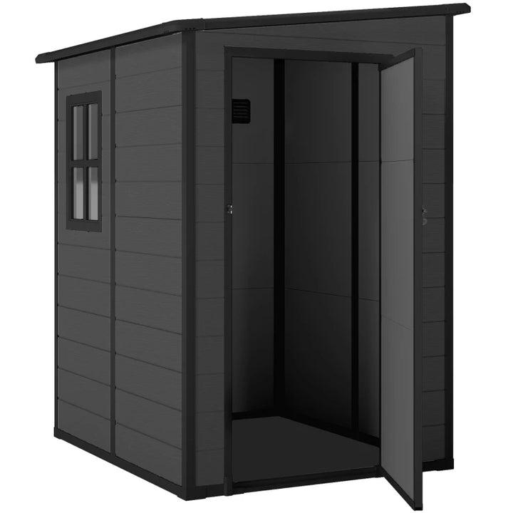 4'x5' Garden Storage Shed Lean-To - Lockable Weatherproof Outdoor Tool Storage