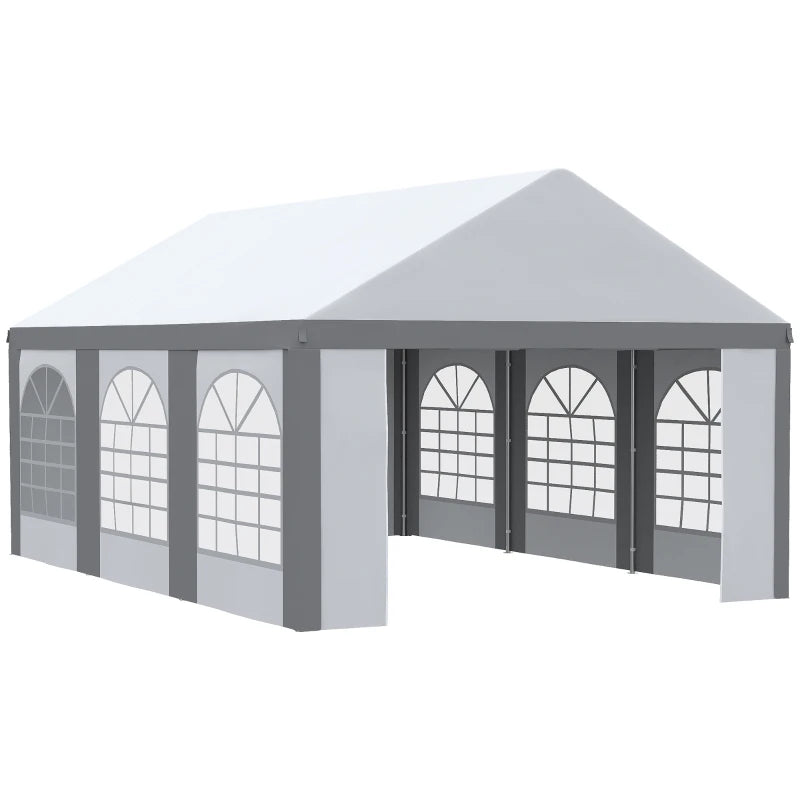 20' x 13' Portable Event Party Wedding Tent Outdoor Canopy w 6 Window Walls, Doors, White, Grey