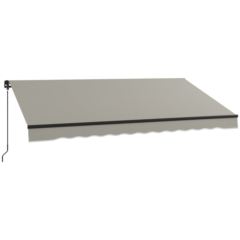 12' x 10' Manual Retractable Awning UV Resistant Sun Shade Canopy Outdoor Patio Deck, Lt Grey