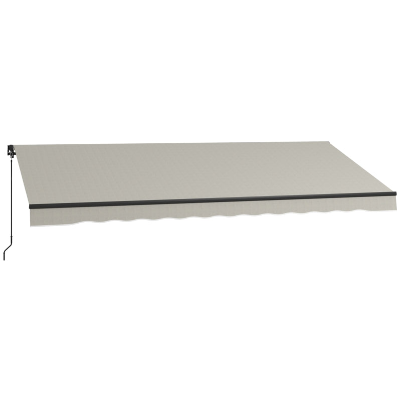 15' x 10' Large Manual Retractable Awning UV Resistant Sun Shade Canopy Outdoor Patio, Lt Grey