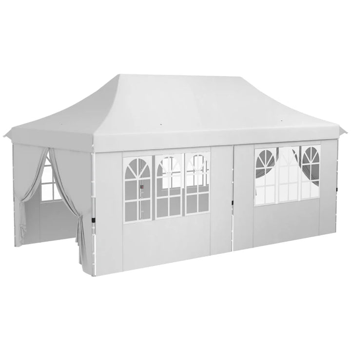 20’ x 10’ Pop-Up Portable Event Party Wedding Tent Gazebo Canopy w Case Sand Bags Walls, White