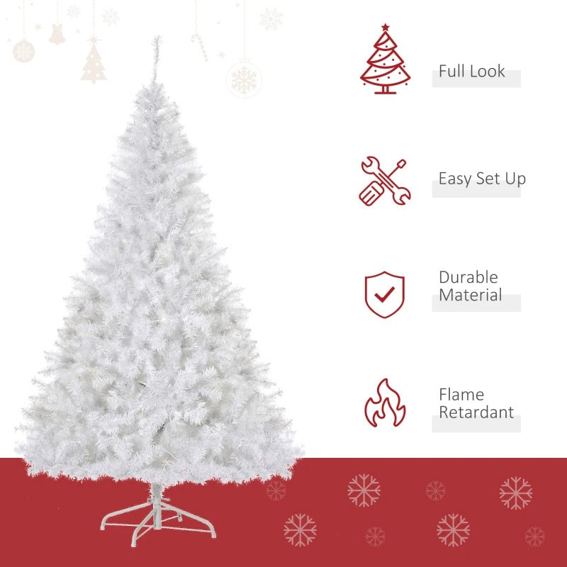 6ft 1000-Tip Pre-lit Classic Artificial Christmas Holiday Xmas Tree w 250 LED Lights, White