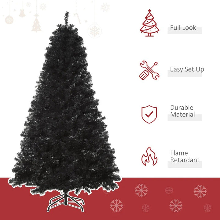 NEW 6ft 928-Tip Unlit Artificial Christmas Holiday Xmas Tree Decor w Foldable Base, Black