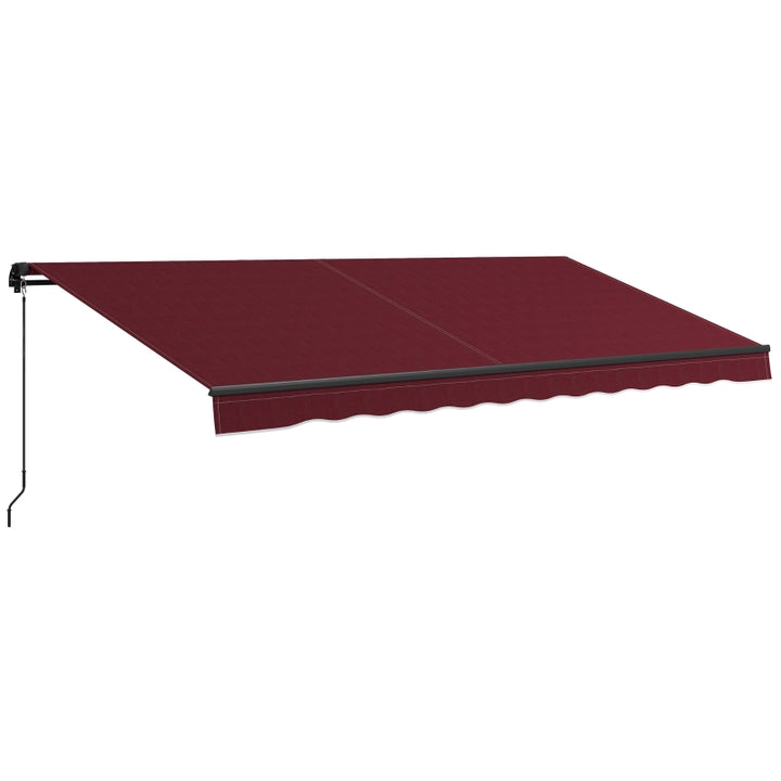 15' x 10' Large Manual Retractable Awning UV Resistant Sun Shade Canopy Outdoor Patio, Wine Red