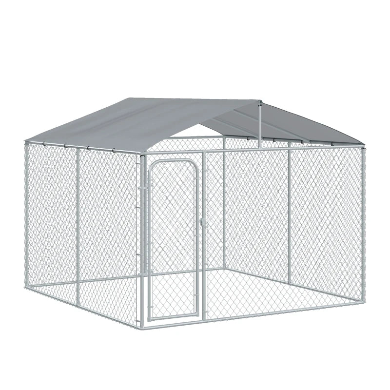 10' x 10' x 7' Galv Steel Dog House w Door, Roof, Playpen Kennel Shelter Heavy Duty Outdoor