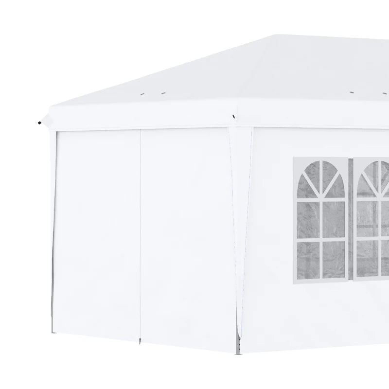 20' x 10' Pop Up Portable Canopy Tent Outdoor Event Party Gazebo w 6 Walls, Windows, Bag, White