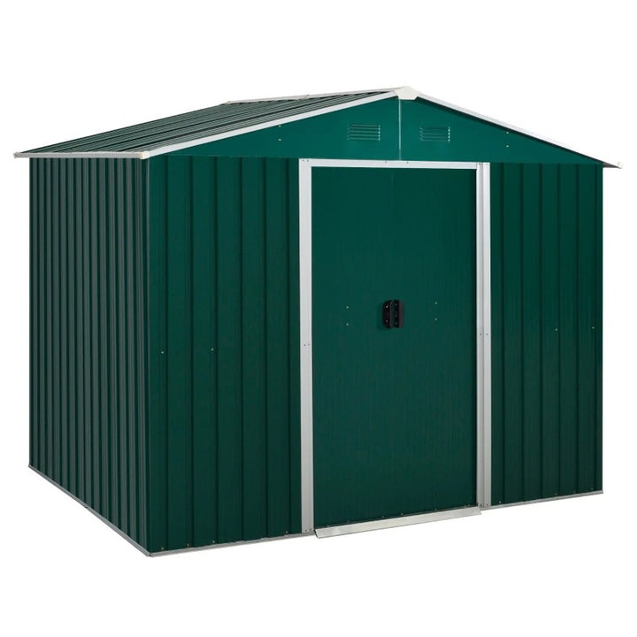 8’ x 6’ x 6’ Outdoor Metal Storage Shed Organizer w/ Foundation for Patio Backyard - Dk Green