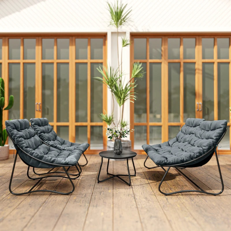 4 Piece Patio Furniture Set with Loveseat, Chairs and Round Table - Durable Outdoor Conversation Set