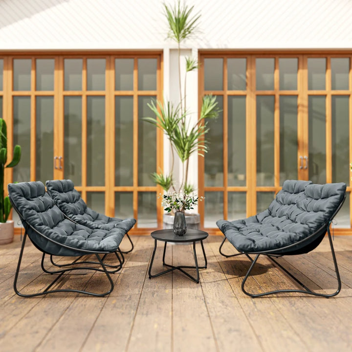 4 Piece Patio Furniture Set with Loveseat, Chairs and Round Table - Durable Outdoor Conversation Set