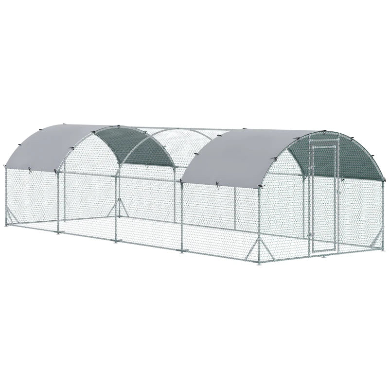 9.2' x 24.9' x 6.5' Large Galv Steel Chicken Run Coop Cage Shelter for Small Pets Outdoor Yard