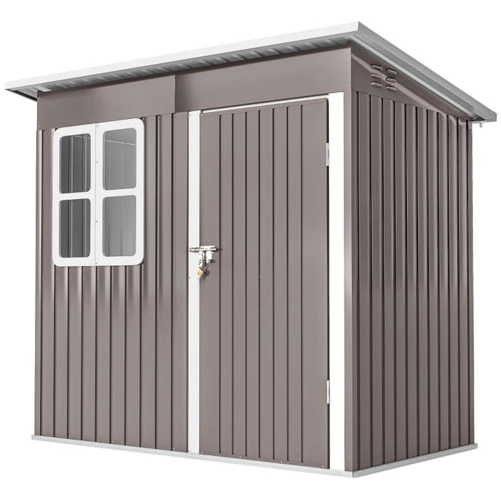 Galvanized Steel Outdoor Storage Shed - Secure Garden Storage with Ventilation