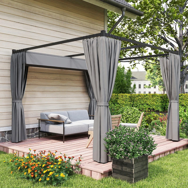 Retractable Pergola Canopy with Sidewalls - Adjustable Outdoor Sun Shade Shelter