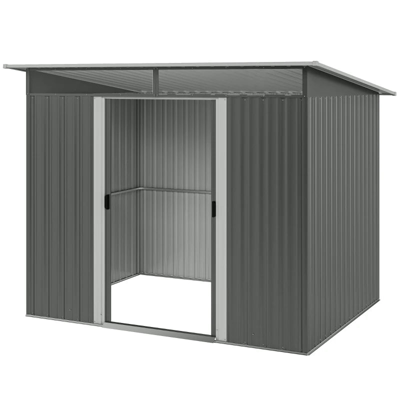 Outdoor Metal Garden Shed 9' x 6.5' - Durable Backyard Tool Storage