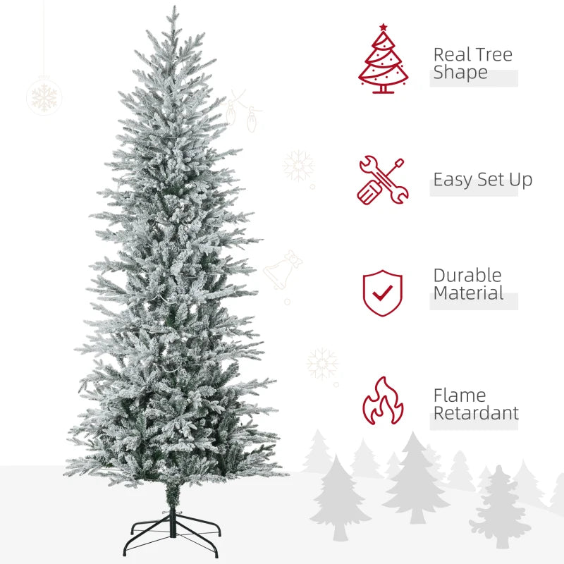 7ft 850-Tip Pre-lit Frosted Realistic Artificial Christmas Holiday Tree, 350 LED, Snow Green