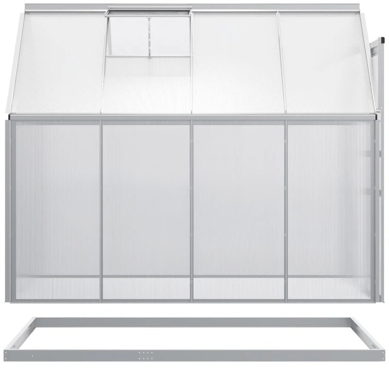 8' x 6’ x 6.5' Walk-In Hard-Sided PC Aluminum Garden Greenhouse w Vent Foundation Outdoor Plant