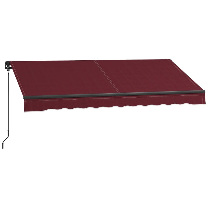 10' x 8' Manual Retractable Awning UV Resistant Sun Shade Canopy Outdoor Patio Deck, Wine Red