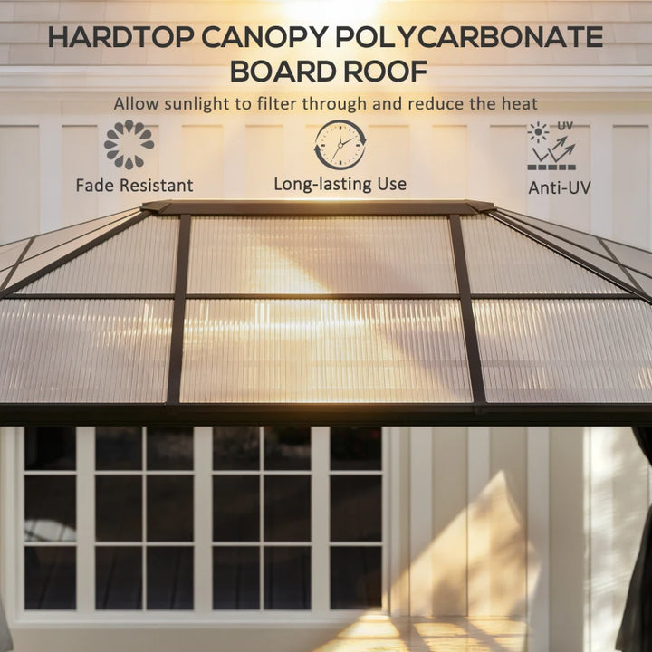 12' x 15' Hardtop Gazebo Canopy - Durable Polycarbonate Roof & Protective Curtains