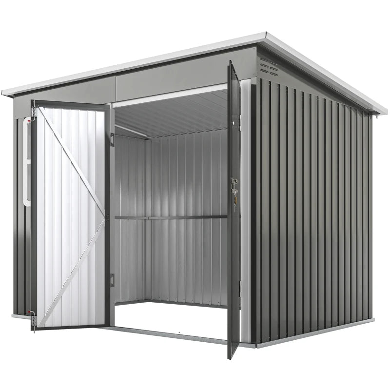 Galvanized Steel Outdoor Storage Shed 8.5' x 6' - Durable Weather-Resistant Garden Storage