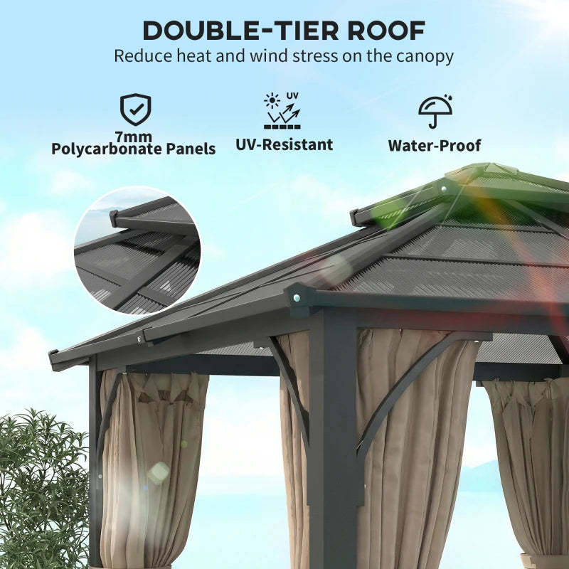10' x 10' Hardtop Gazebo with Polycarbonate Roof - Durable Outdoor Patio Shelter