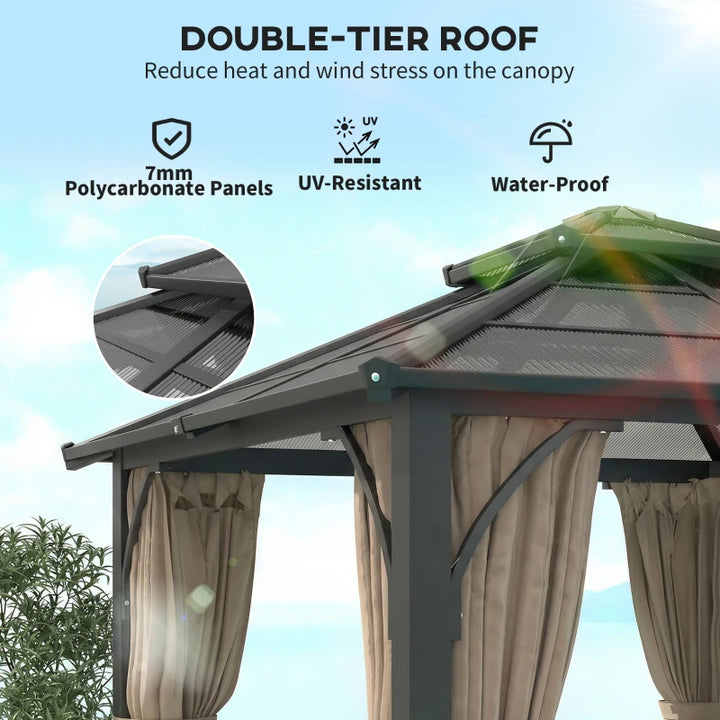 10' x 10' Hardtop Gazebo with Polycarbonate Roof - Durable Outdoor Patio Shelter
