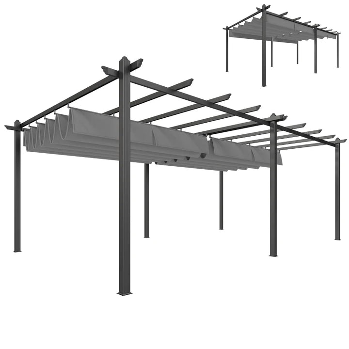 Retractable Pergola Canopy Aluminum Frame - Adjustable Outdoor Shade