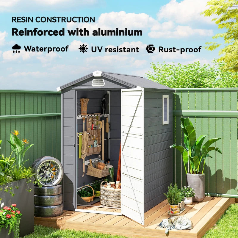 4.5' x 6' Plastic Garden Storage Shed with Latch Door - Durable Outdoor Tool Storage