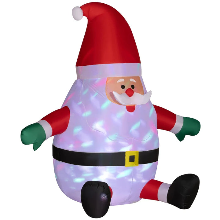 NEW 6ft Inflatable Holiday Christmas Outdoor Blow Up Lawn Display w Colourful Lights, Sitting Santa