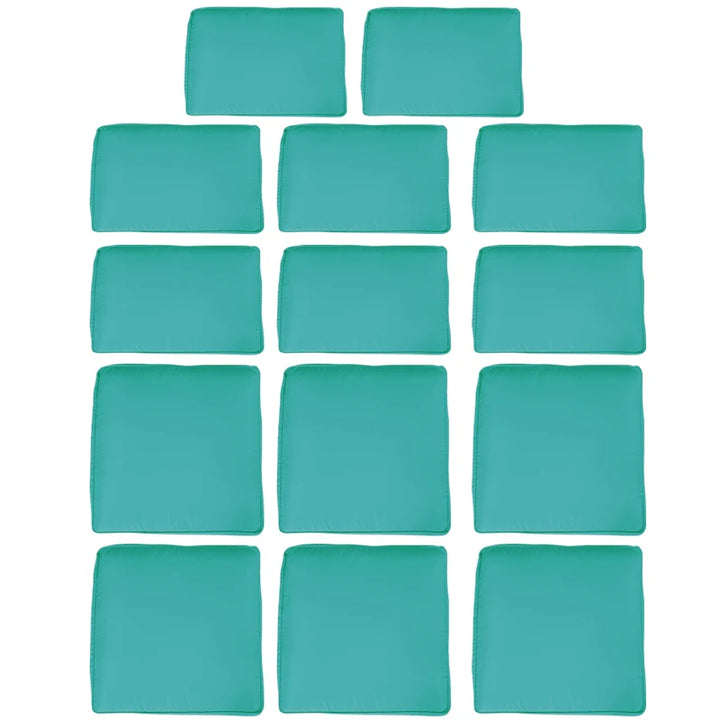 14pc Replacement Patio Cushion Cover Set for Outdoor Sectional Sofa Set, Turquoise Blue-Green