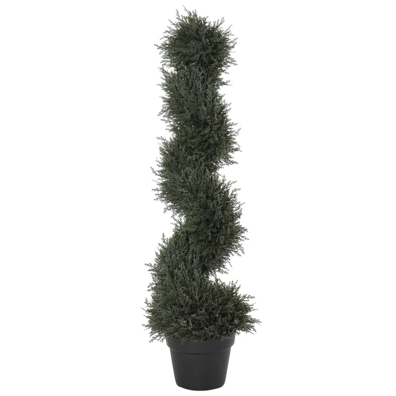 35.5” Artificial Topiary Tree Indoor Outdoor Faux Spiral Decor Plant w/ Nursery Pot - Green