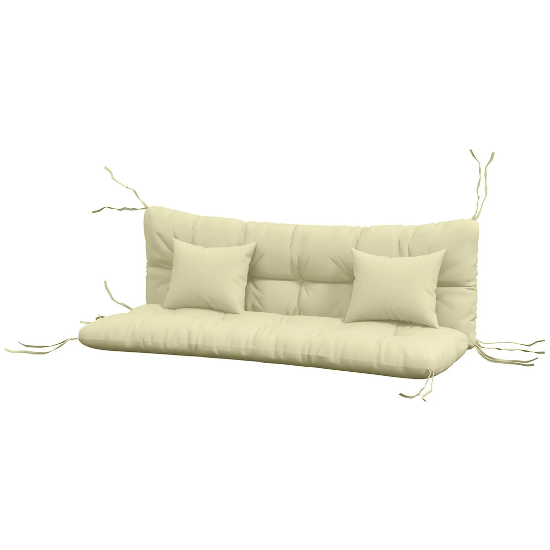 4pc 60" Cushion Set Replacement w Pillows, Bench Swing Glider Seat Outdoor Patio Garden Cream Beige