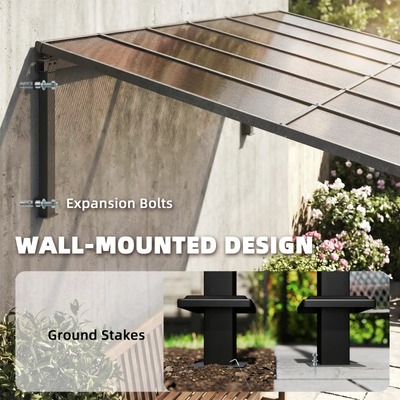 11' x 10' Outdoor Wall Mounted Pergola Hardtop Gazebo - Durable UV Blocking Patio Shelter